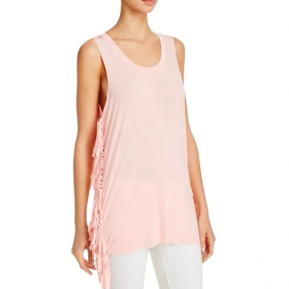 🆕POL Fringe Sleeveless Dusty Pink Tunic Top Size XS